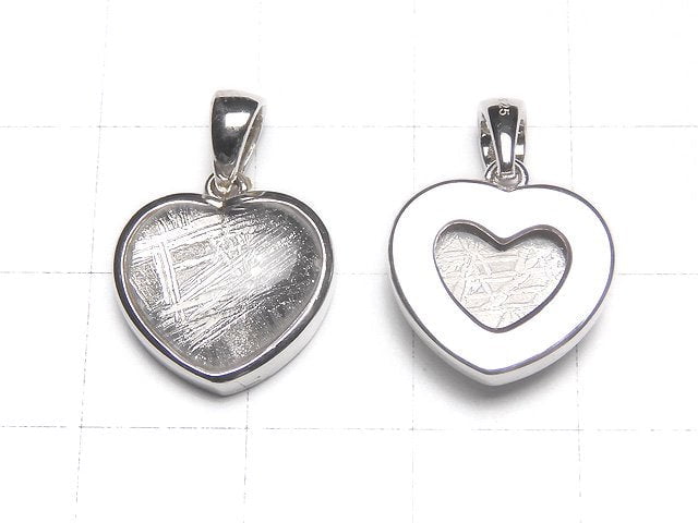 Meteorite (Muonionalusta ) Heart Pendant [12mm][14mm] Silver925