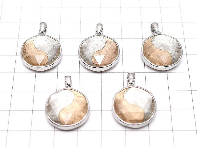 Meteorite (Muonionalusta) Pendant Both Side Finish 20 mm Taipei Silver 925