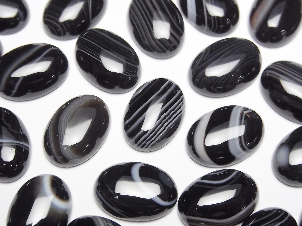 縞瑪瑙 AAA 橢圓形素面蛋面 14x10mm 2顆