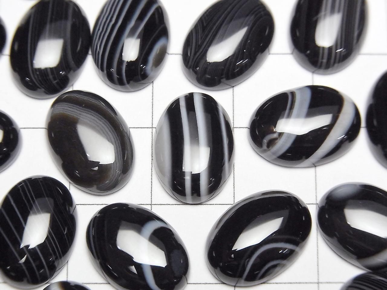縞瑪瑙 AAA 橢圓形素面蛋面 14x10mm 2顆
