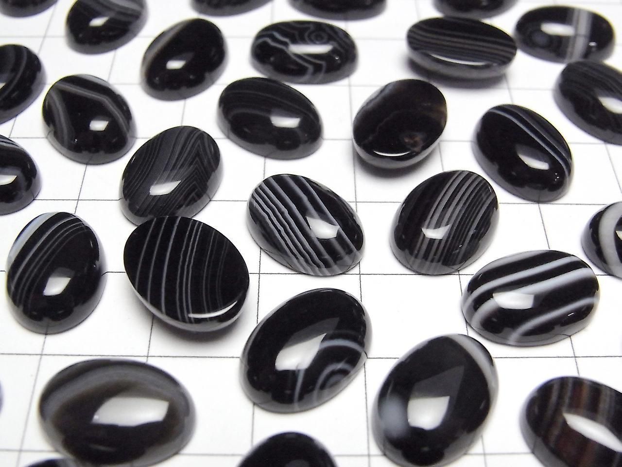 Gestreifter Onyx AAA Oval Cabochon 14x10mm 2Stück