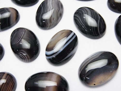 [Video] Striped Onyx AAA Oval Cabochon 18x13mm 2pcs