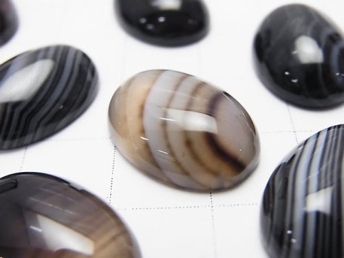 [Video] Striped Onyx AAA Oval Cabochon 18x13mm 2pcs