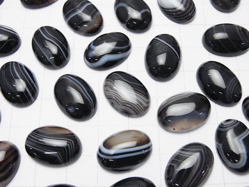 [Video] Striped Onyx AAA Oval Cabochon 18x13mm 2pcs