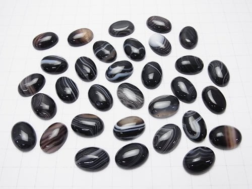 [Video] Striped Onyx AAA Oval Cabochon 18x13mm 2pcs