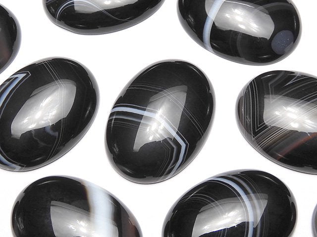 Striped Onyx AAA Oval Cabochon 30x22mm 1pc