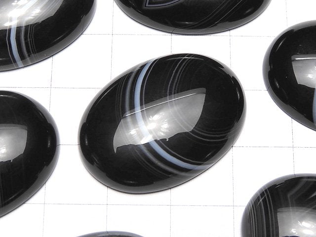 Striped Onyx AAA Oval Cabochon 30x22mm 1pc