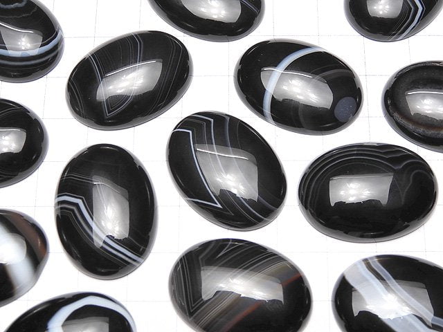 Striped Onyx AAA Oval Cabochon 30x22mm 1pc