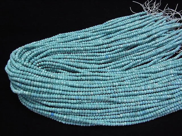 [Video] Magnesite Turquoise  Faceted Button Rondelle 3x3x2mm 1strand beads (aprx.15inch/38cm)