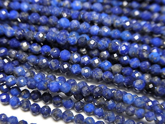 [Video] High Quality! Lapislazuli AAA- Faceted Round 2mm 1strand beads (aprx.15inch/38cm)