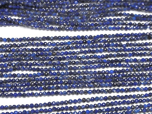 [Video] High Quality! Lapislazuli AAA- Faceted Round 2mm 1strand beads (aprx.15inch/38cm)