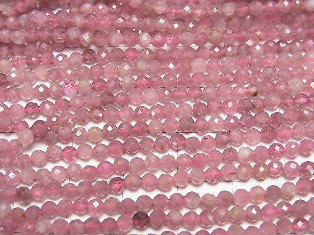 [Video]High Quality! 2pcs $11.79! Pink Tourmaline AA+ Faceted Round 3mm 1strand beads (aprx.15inch/37cm)