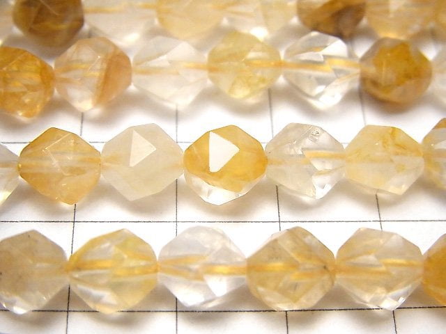 [Video] Yellow Hematite Quartz 24 Faceted Round 8 mm half or 1 strand beads (aprx.15 inch / 36 cm)