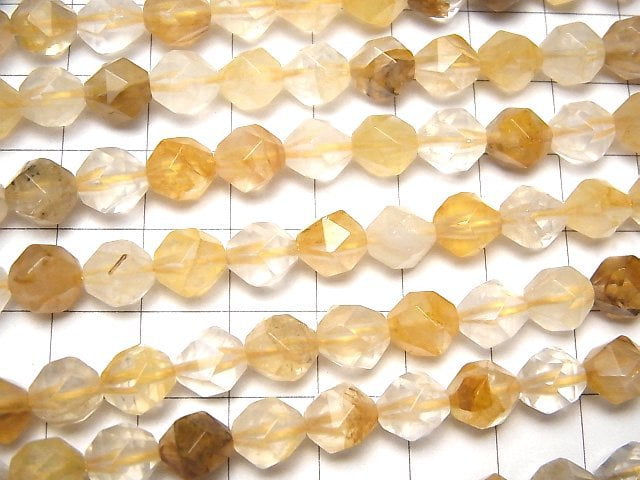 [Video] Yellow Hematite Quartz 24 Faceted Round 8 mm half or 1 strand beads (aprx.15 inch / 36 cm)