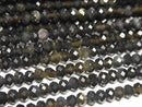 [Video]High Quality! Golden Obsidian AAA Faceted Button Rondelle 4x4x2.5mm 1strand beads (aprx.15inch/37cm)