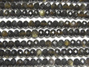 [Video]High Quality! Golden Obsidian AAA Faceted Button Rondelle 4x4x2.5mm 1strand beads (aprx.15inch/37cm)