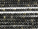 [Video] 1strand $9.79! High Quality! Golden Sheen Obsidian AAA Faceted Button Rondelle 6 x 6 x 4 mm 1strand beads (aprx.15 inch / 37 cm)