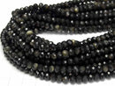 [Video] 1strand $9.79! High Quality! Golden Sheen Obsidian AAA Faceted Button Rondelle 6 x 6 x 4 mm 1strand beads (aprx.15 inch / 37 cm)