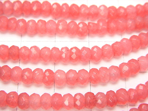 1strand $4.79! Strawberry Red Color Jade Faceted Button Roundel 4x4x3mm 1strand beads (aprx.13inch / 33cm)