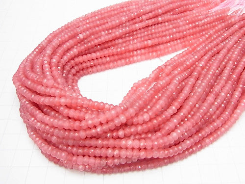 1strand $4.79! Strawberry Red Color Jade Faceted Button Roundel 4x4x3mm 1strand beads (aprx.13inch / 33cm)