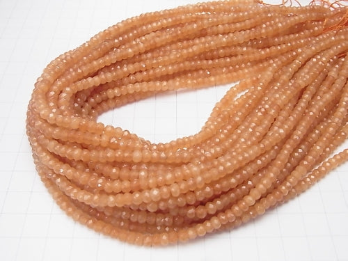 1strand $4.79! Orange Color Jade Faceted Button Roundel 4 x 4 x 3 mm 1 strand beads (aprx. 13 inch / 32 cm)