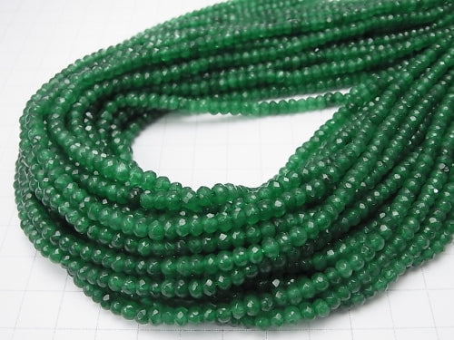1strand $4.79! Green Color Jade Faceted Button Roundel 4 x 4 x 2 mm 1strand beads (aprx. 13 inch / 33 cm)