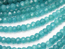 1strand $4.79! Blue Green Color Jade Faceted Button Roundel 4 x 4 x 3 mm 1 strand (aprx. 13 inch / 33 cm)