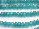 1strand $4.79! Blue Green Color Jade Faceted Button Roundel 4 x 4 x 3 mm 1 strand (aprx. 13 inch / 33 cm)