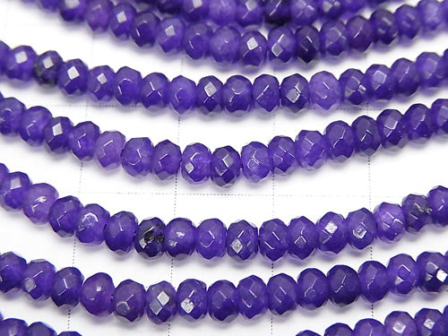 1strand $4.79! Purple Color Jade Faceted Button Roundel 4 x 4 x 3 mm 1strand beads (aprx.14 inch / 34 cm)