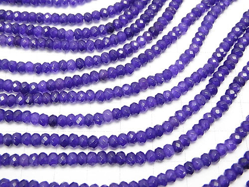1strand $4.79! Purple Color Jade Faceted Button Roundel 4 x 4 x 3 mm 1strand beads (aprx.14 inch / 34 cm)
