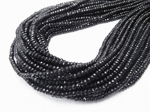 1strand $4.79! Black Color Jade Faceted Button Roundel 4 x 4 x 2 mm 1strand beads (aprx.14 inch / 35 cm)