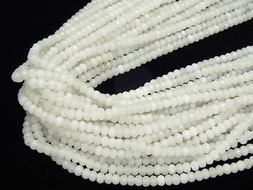 1strand $4.79! White Jade Faceted Button Roundel 4 x 4 x 3 mm 1 strand beads (aprx. 14 inch / 34 cm)