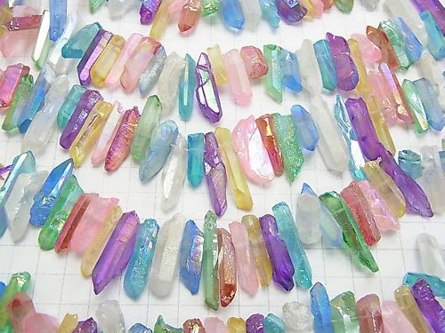 [Video] 1strand $11.79! Crystal Natural Point Cut Multicolor Coating 1strand beads (aprx.15inch / 38cm)