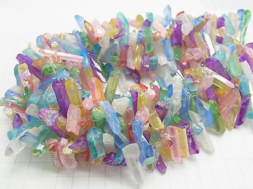 [Video] 1strand $11.79! Crystal Natural Point Cut Multicolor Coating 1strand beads (aprx.15inch / 38cm)