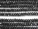 [Video] High Quality! Black Spinel AAA Faceted Button Rondelle 4 x 4 x 2.5 mm 1strand beads (aprx.15 inch / 37 cm)