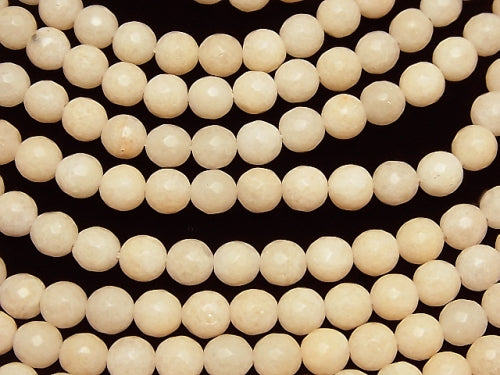 1strand $4.79! Milky beige color Jade 128 Faceted Round 8 mm 1strand beads (aprx.14inch / 35 cm)