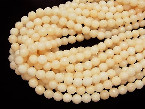 1strand $4.79! Milky beige color Jade 128 Faceted Round 8 mm 1strand beads (aprx.14inch / 35 cm)