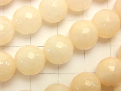 1strand $5.79! Milky beige color Jade 128 Faceted Round 10 mm 1strand beads (aprx.14inch / 35 cm)