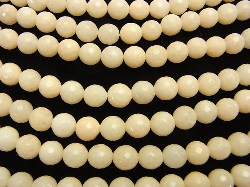 1strand $5.79! Milky beige color Jade 128 Faceted Round 10 mm 1strand beads (aprx.14inch / 35 cm)
