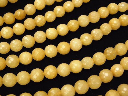 1strand $4.79! Yellow Color Jade 128 Faceted Round 8 mm 1strand beads (aprx.14 inch / 35 cm)