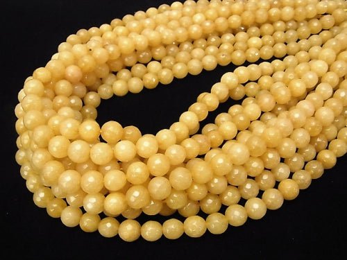1strand $4.79! Yellow Color Jade 128 Faceted Round 8 mm 1strand beads (aprx.14 inch / 35 cm)