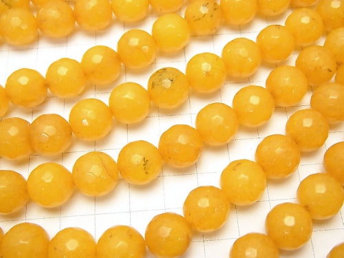 1strand $6.79! Yellow Color Jade 128 Faceted Round 12 mm 1strand beads (aprx.15 inch / 36 cm)