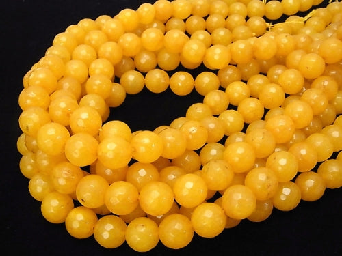 1strand $6.79! Yellow Color Jade 128 Faceted Round 12 mm 1strand beads (aprx.15 inch / 36 cm)