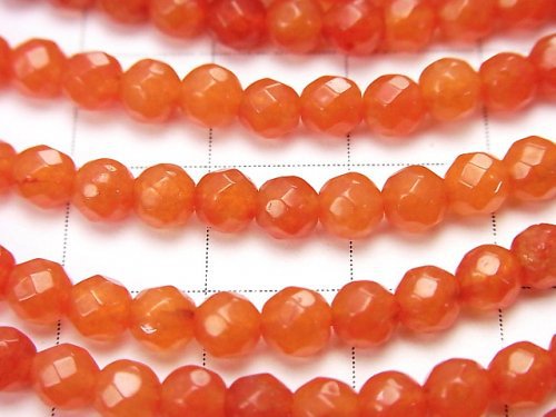 [Video] Orange Color Jade Faceted Round 4mm 1strand beads (aprx.15inch / 36cm)