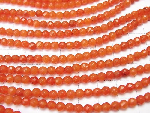 [Video] Orange Color Jade Faceted Round 4mm 1strand beads (aprx.15inch / 36cm)