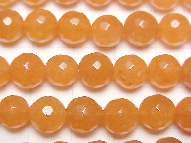 [Video] Orange Color Jade 128 Faceted Round 8 mm 1strand beads (aprx.14 inch / 35 cm)