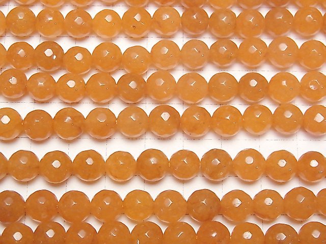 [Video] Orange Color Jade 128 Faceted Round 8 mm 1strand beads (aprx.14 inch / 35 cm)