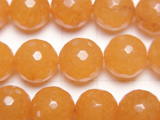 [Video] Orange Color Jade 128Faceted Round 12mm 1strand beads (aprx.14inch / 35cm)