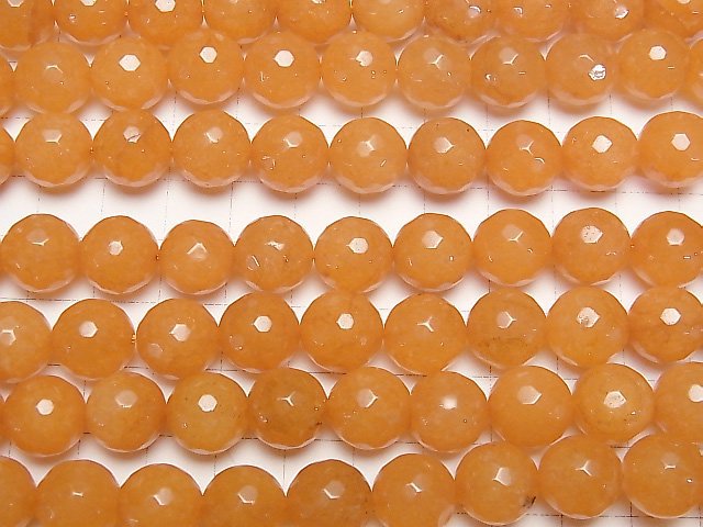 [Video] Orange Color Jade 128Faceted Round 12mm 1strand beads (aprx.14inch / 35cm)