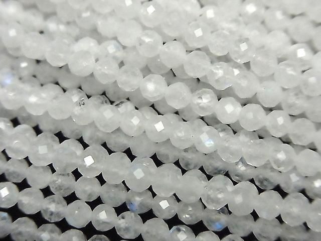 [Video] High Quality! Rainbow Moonstone AA++ Faceted Round 3mm 1-strand beads (approx. 15 inches/36 cm)